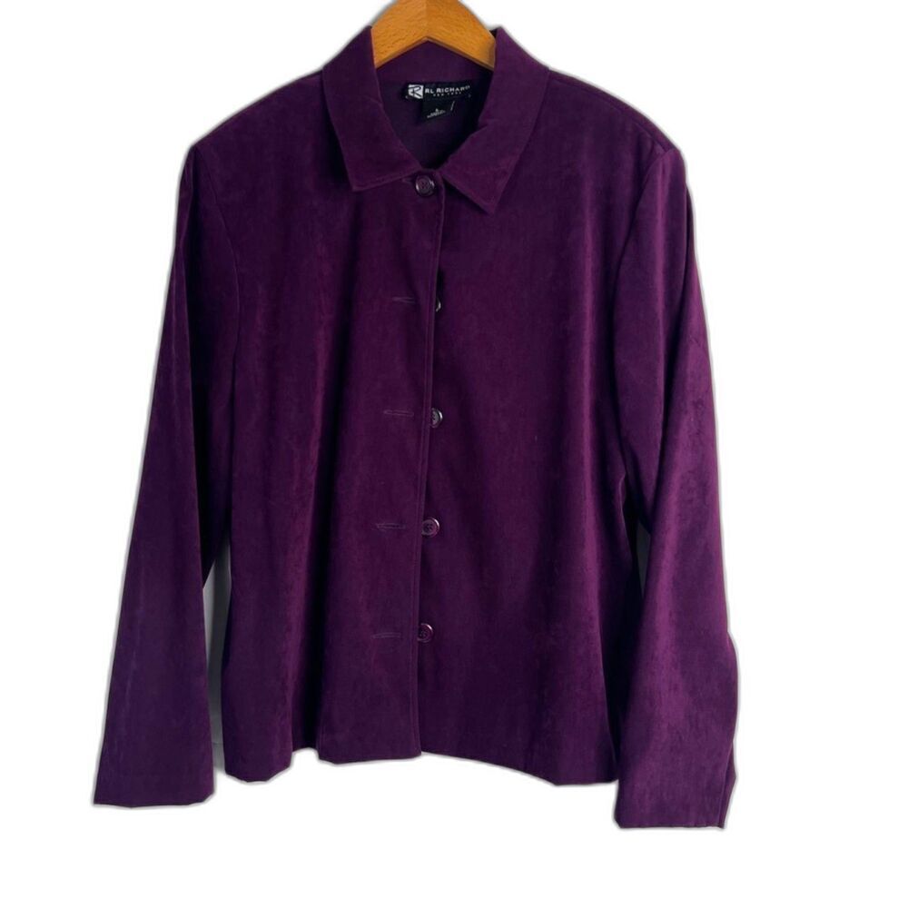 RL Richard Purple Velvety Velour Long Sleeve Button Front‎ Jacket Shirt Large
